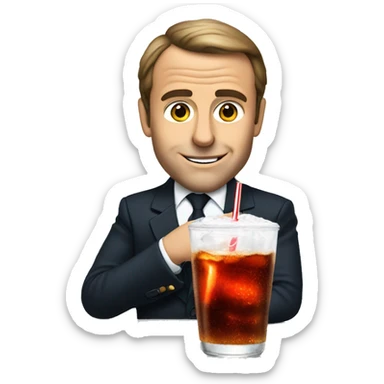 Macron with a glass of coke sticker