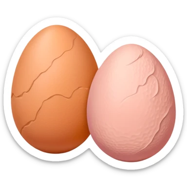 two skin tone peachy beige-pink egg shaped balls/spheres, both same size and same color, add a bumpy, loose, wrinkly skin texture with folds to both.  sticker
