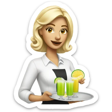 Blonde waitress with margaritas sticker