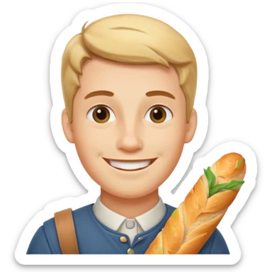 Conrad with a baguette sticker