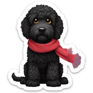 Black labradoodle with scarf black  sticker