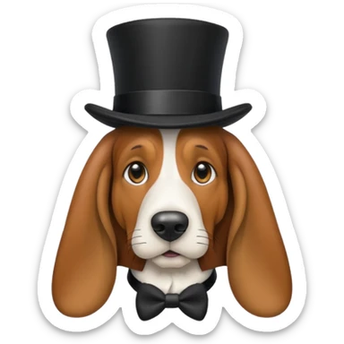 Basset hound in a top hat sticker