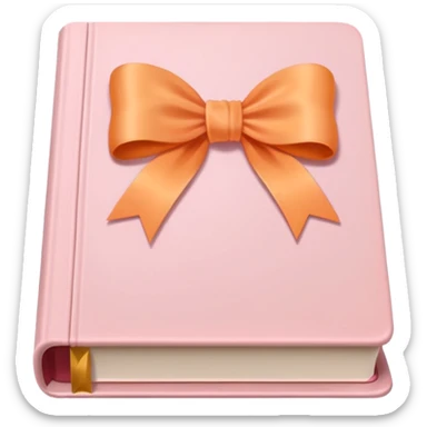 pastel light pink book emoji with a light orange bow on top sticker