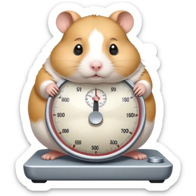 fat hamster big belly stepping on a broken scale looking guilty sticker