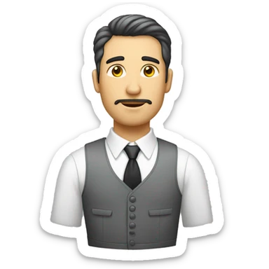 hombre blanco con ojos pardos que viste traje plomo sticker