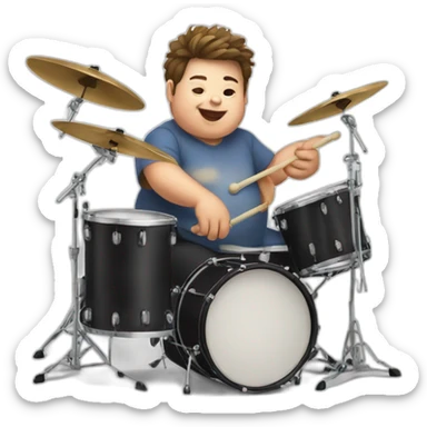 Funny fat kid playing drums sticker