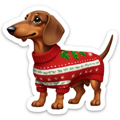 dachshund in a christmas sweater sticker
