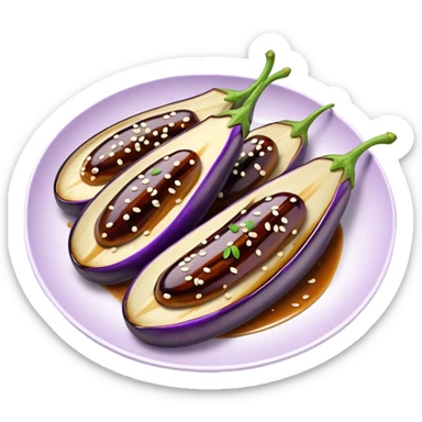 Plate of miso glazed eggplant  sticker