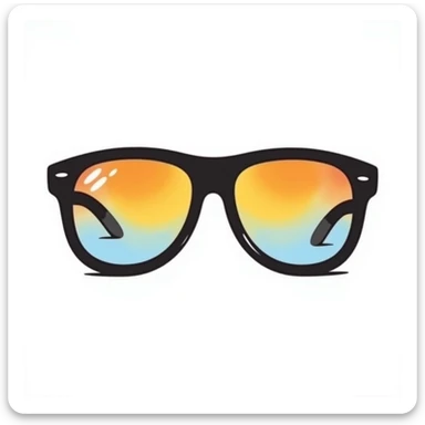 funky oversized aviator sunglasses with colorful gradient lenses, classic 70s style sticker