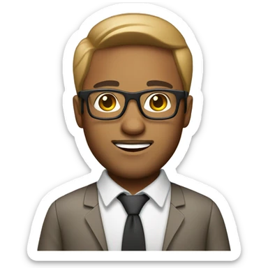 Call center agent wearing glasses with light beard and medium skin tone sticker