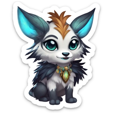 Cool cute Kawaii edgy fantasy shiny chibi animal creature fursona Fionbri vernid by griffsnuff & LiLaiRa & Falvie full bodyal sticker