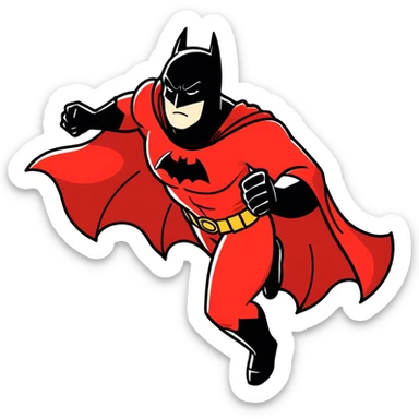 Batman wearing a red suit sticker