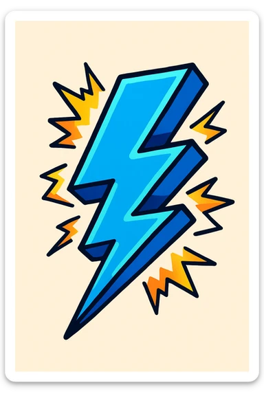 blue lightning bolt, vibrant and energetic sticker