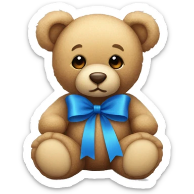 teddy bear with blue ribbon sticker