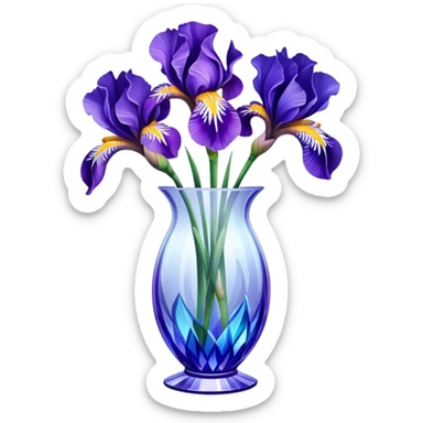 Iris flowers in a crystal vase sticker