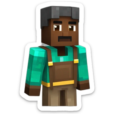 Black men in Minecraft farmer villager cubic with an square starw hate minecraft style sticker