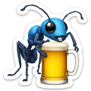 A small ant drinking beer sticker