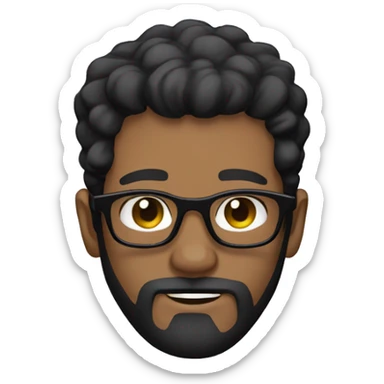 man with short black beard, scruffy short hair and sunglasses sticker