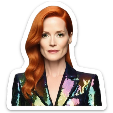 Audrey fleurot straight hair multicolored sequined suit sticker