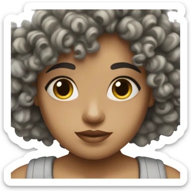 light skin girl with short black curly afro, and cross pendant necklace  sticker