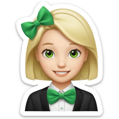 girl with green bow tie sticker