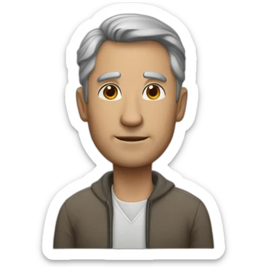 Middle age man with classes sticker