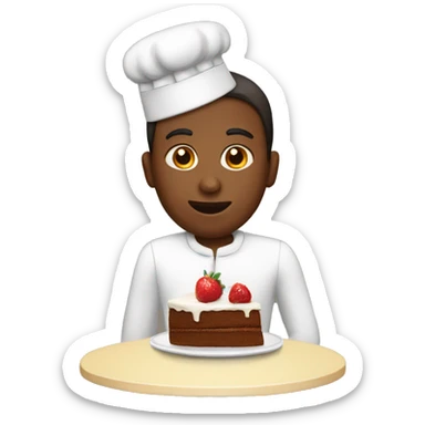 someone about to eat a cake, lateral perspective  sticker