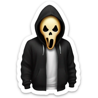 Ghostface from scream with black hoodie open mouth sticker