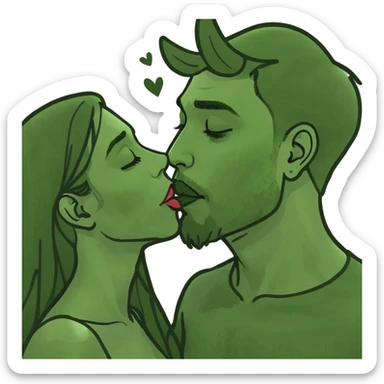 Tanned man kissing brunette girl sticker