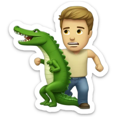 guy losing a fight against an alligator sticker