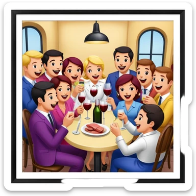 wine Party at a french SPAM meat cafe LANDSCAPE  sticker