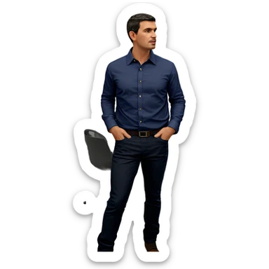 male in collared shirt indoors sticker