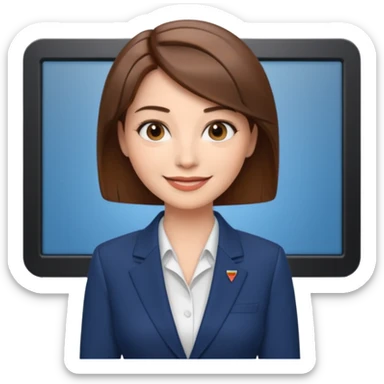 news anchor woman, with a screen with a prompter in front of her sticker