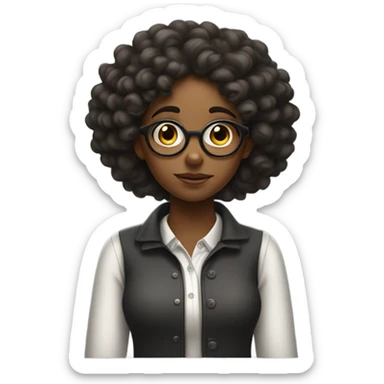 Black girl with curly hair, and round glasses begging like pretty please  sticker