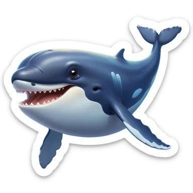 Cinematic Comical Humpback Whale Portrait Emoji, Head tilted dramatically with an exaggeratedly shocked expression, featuring a massive yet graceful body with wide, comically expressive eyes full of playful disbelief and animated pectoral fins, Simplified yet hilariously expressive features, highly detailed, glowing with a slightly sassy oceanic glow, high shine, dramatic yet playful, stylized with an air of cheeky marine mischief, soft glowing outline, capturing the essence of a meme-worthy humpback whale that looks ready to make waves with its hilariously dramatic antics! sticker