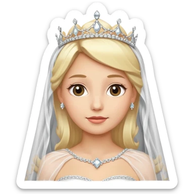 blonde bride silver diamond tiara and veil sticker