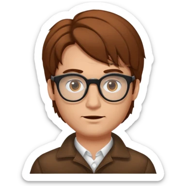 homme avec une middle part cheveux brun lunette sticker