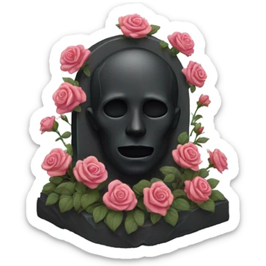 black grave with roses sticker