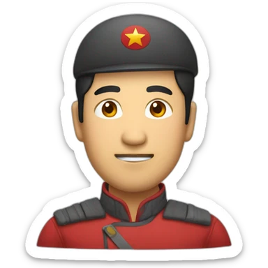 Asian man with communist clothes sticker