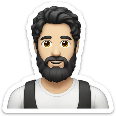 Beard men with black hair and with white skin sticker