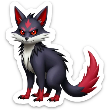 Vampiric feral emo dark Zangoose-Litten-Noibat-Fakémon-hybrid-creature (full body) sticker