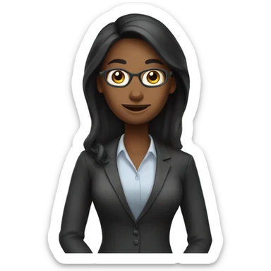 A Woman teacher, black long hair with OK sticker