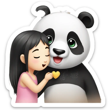 Panda with cute and emotional eyes doing  kisses  to girl  sticker