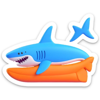 3D emoji of a Nike shoe shaped like a blue shark, icon style sticker