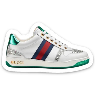 Ultra realistic, detailed, side view, Gucci, Women's GG crystal Screener sneaker sticker