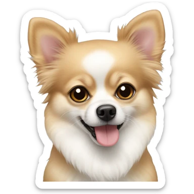 White Pomeranian and Chihuahua mixed dog sticker