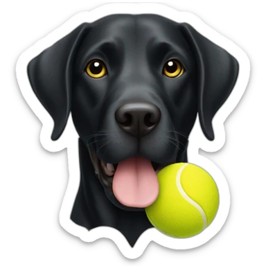 black labrador dog holding a yellow tennis ball in its mouth sticker