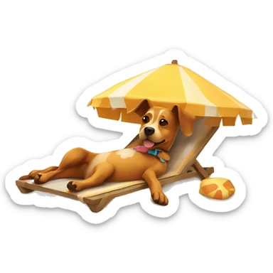 Dog on the beachtanning sticker