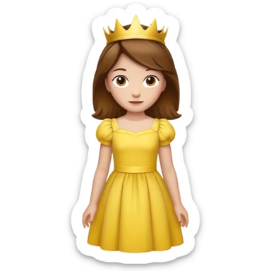 Princess daisy yelllow dress standing with brown hair sticker