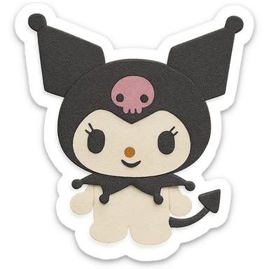 Kuromi character, layered paper look, paper craft style, no background, transparent PNG sticker